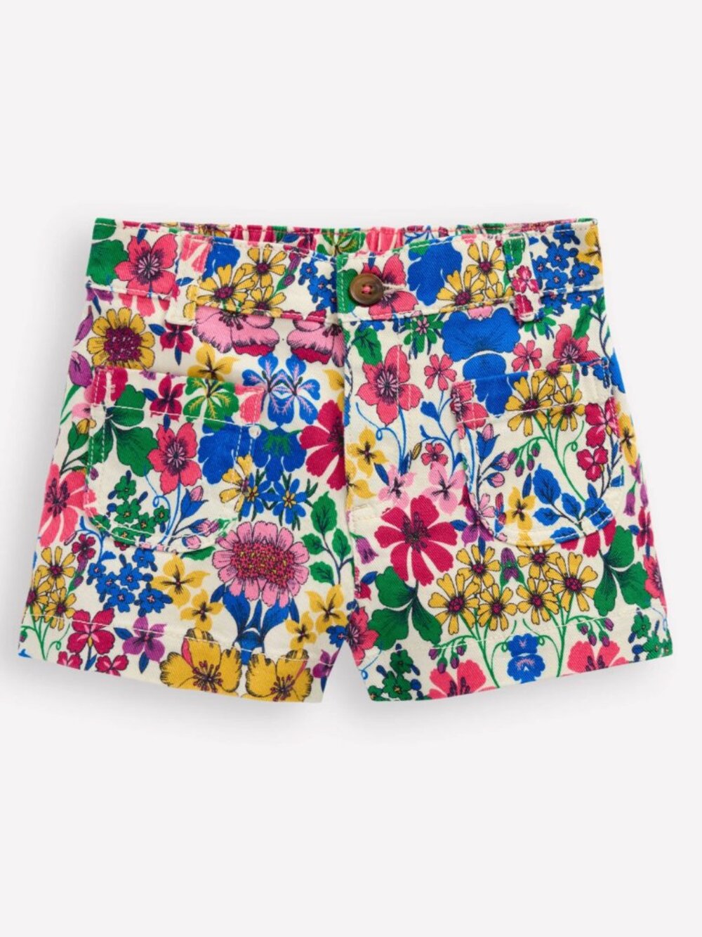 🌈 Mini Boden Girls Youth Patch Pocket Shorts Multi Rainbow Floral Size 4-5Y